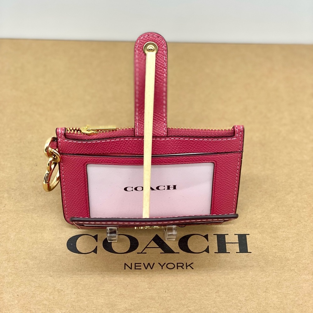 Coach Rose Card Holder with Key Ring Pink - Picture 7 of 12
